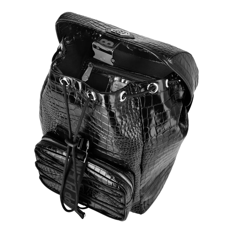 Philipp Plein Rucksack Rucksack Monogram Crocco Print schwarz(Image 3)