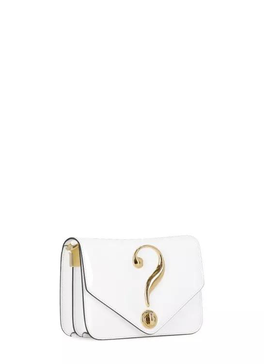 Moschino Witte Gepolijste Leren Schoudertas White Dames