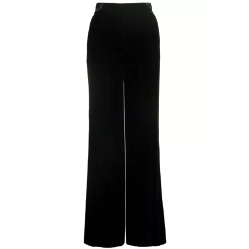 Alberta Ferretti Loose Black Pants With Invisible Zip In Velvet Black Casual byxor