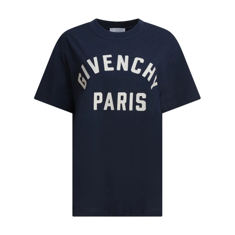 Givenchy T-Shirt Boxy Cotton T-Shirt With Contrasting Paris Logo Blue