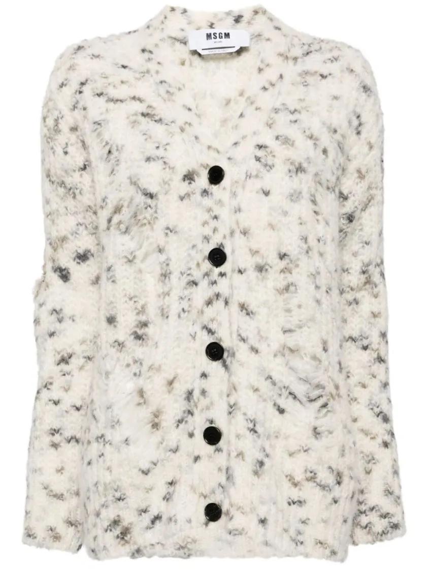 MSGM - Mélange-Effect Cardigan - Größe S - weiß