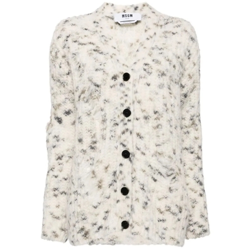 MSGM Mélange-Effect Cardigan White Strickjacke