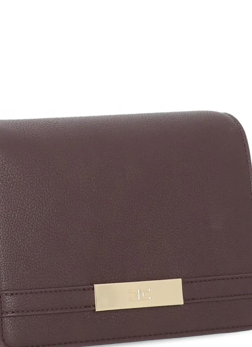 Thumbnail - Elisabetta Franchi Hobo Bags - Pebbled Bordeaux Shoulder Bag - Gr. unisize - in Grau - für Damen