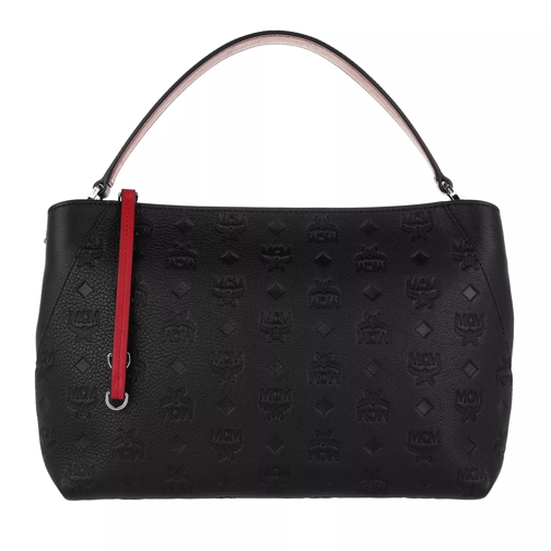 MCM Klara Monogrammed Leather Shoulder Bag Black Sac à bandoulière