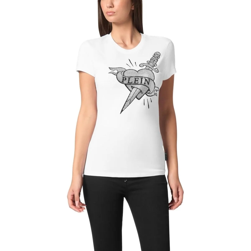 Philipp Plein T-Shirt T-Shirt Slim Fit Love Mit Schmucksteinen weiss(Image 4)