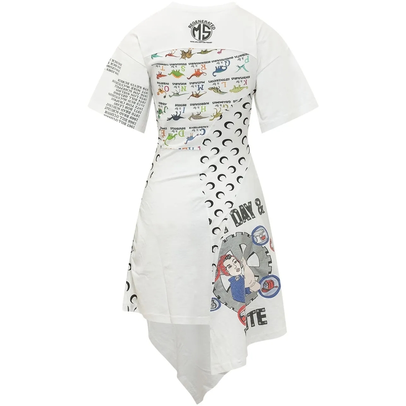 Marine Serre Robe midi Abito al Ginocchio con Stampa e Maniche Corte weiß(Image 2)