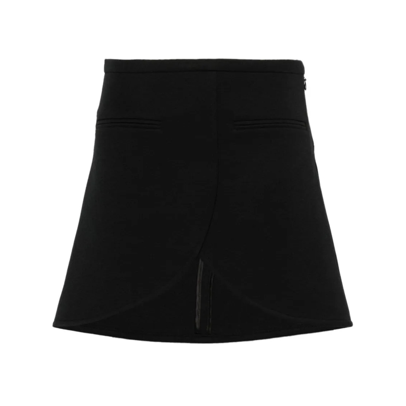 Courrèges Minirok Asymmetric Hem Black Twill Weave Skirt Black