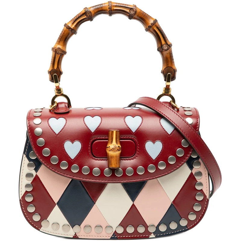 Gucci Schultertasche Small Calfskin Bamboo Lovelight 1947 Top Handle Ba rot