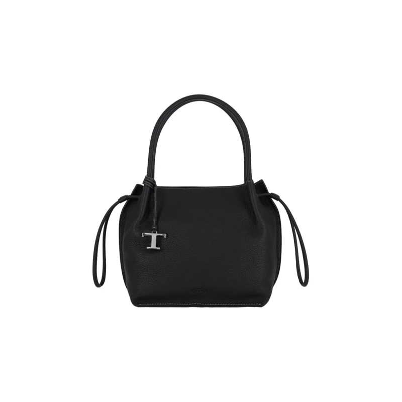 Tod's Sac reporter Structured Black Pebbled Leather Bucket Bag Black