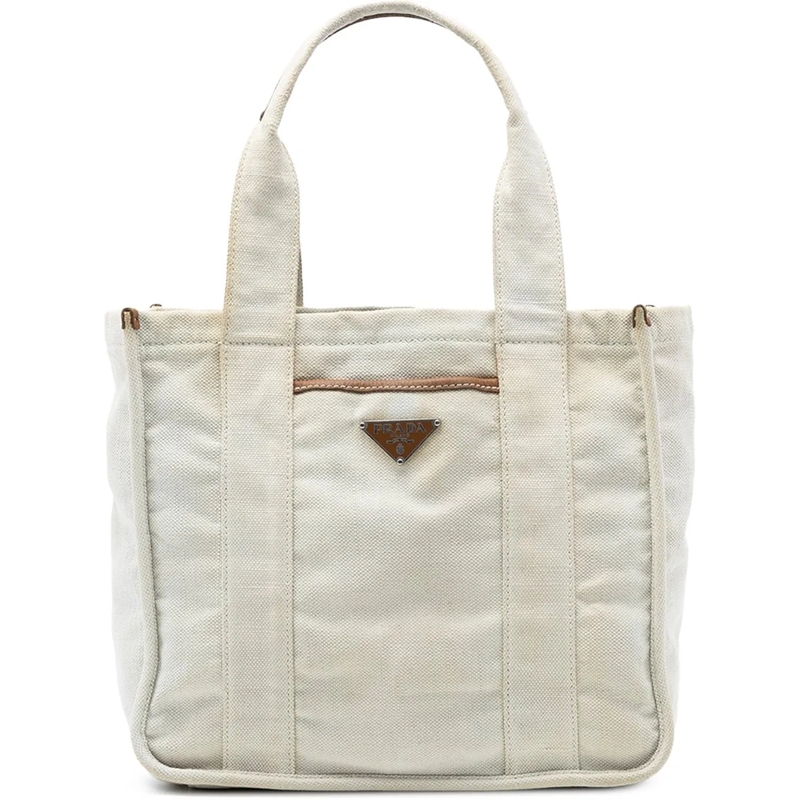 Prada Shopper Canvas Canapa Tote weiß