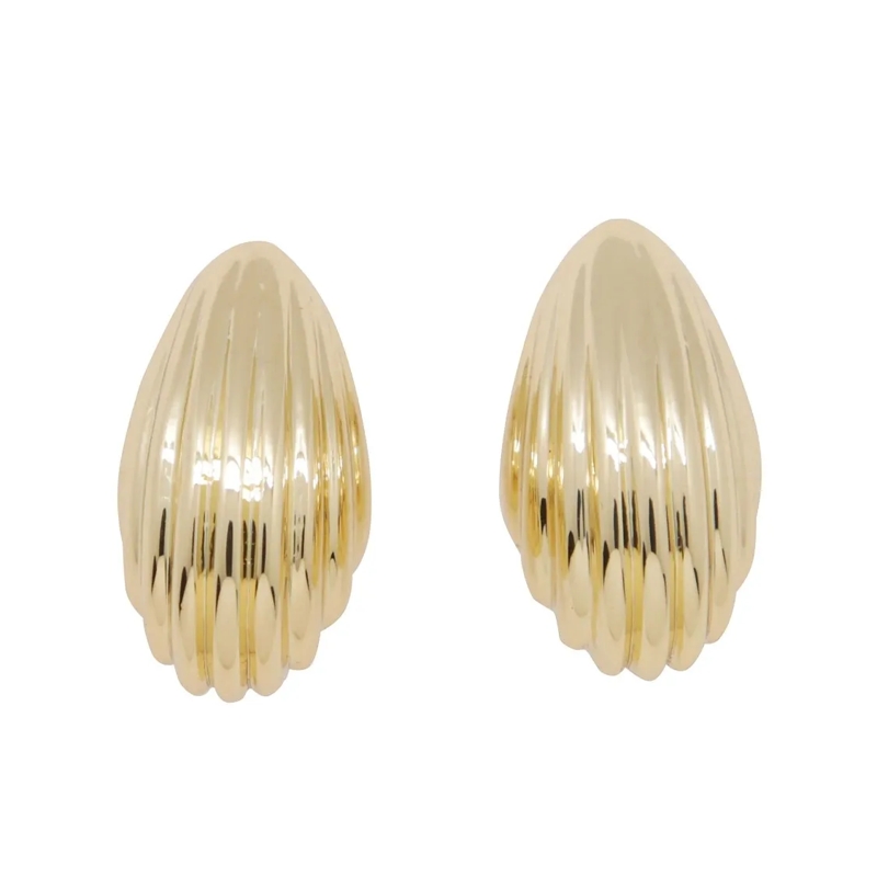Anine Bing Ohrstecker Gold-Toned Drop Earrings With Ribbed Shell Texture Not Applicable