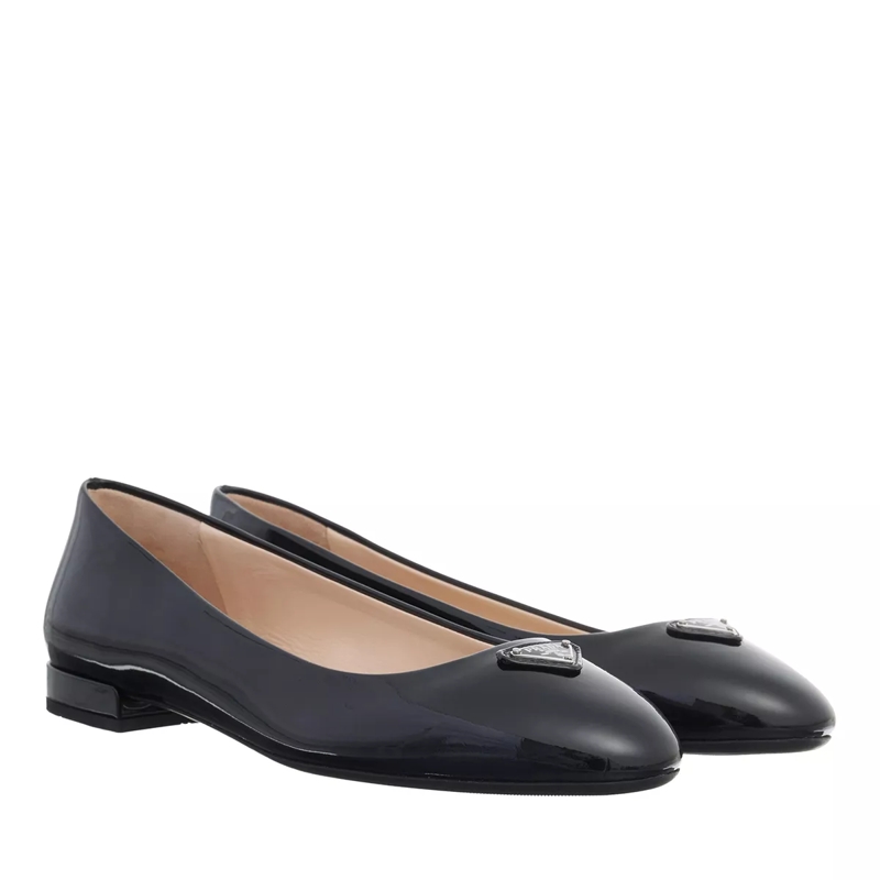 Prada Ballerinas Logo Ballet Flats Patent Black