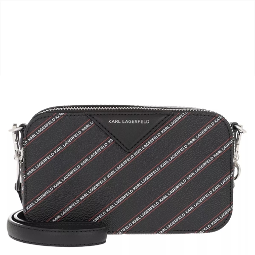 Karl Lagerfeld Stripe Logo Camera Bag Black Crossbody Bag