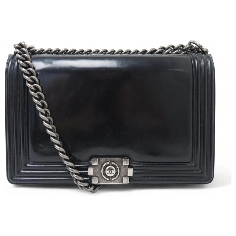 Chanel Crossbody Bag CHANEL GRAND BOY 28CM HANDTASCHE AUS SCHWARZEM PAT schwarz