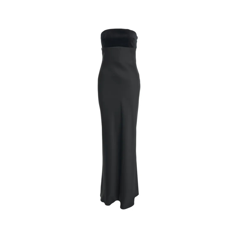 Max Mara  Strapless Floor-Length Maxi Dress With Velvet Bodi Black