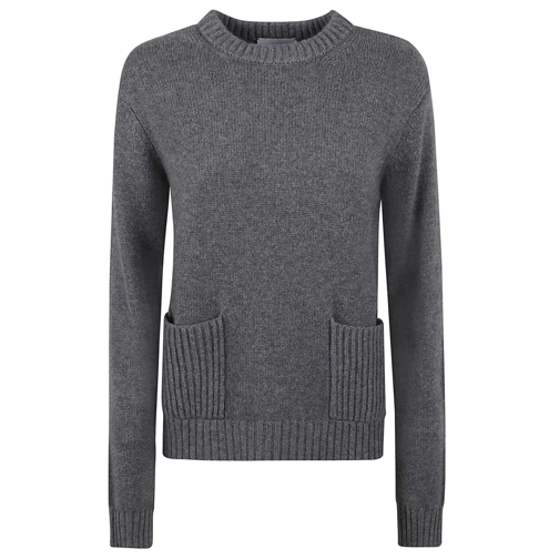 Kujten Pullover Medium Grey Cashmere Crew Neck Sweater Grey