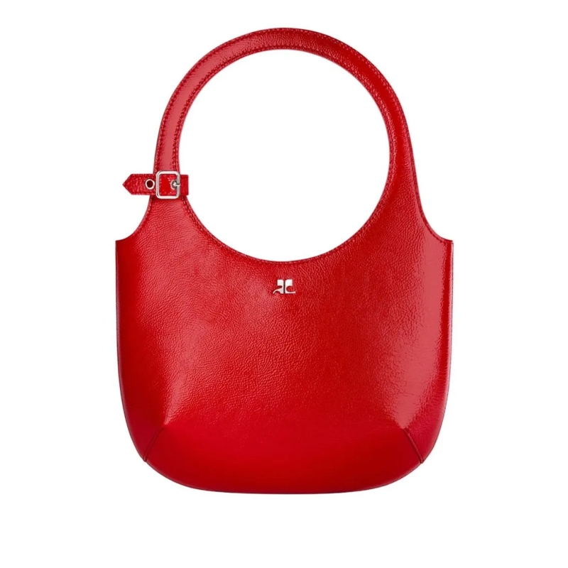 Courrèges Schultertasche Red  Top Grain Bovine Leather Bag Red
