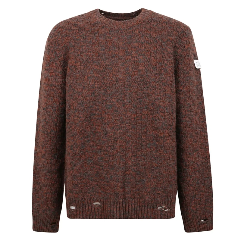 MM6 Maison Margiela Pullover Crewneck Sweater With Distressed Edges Black