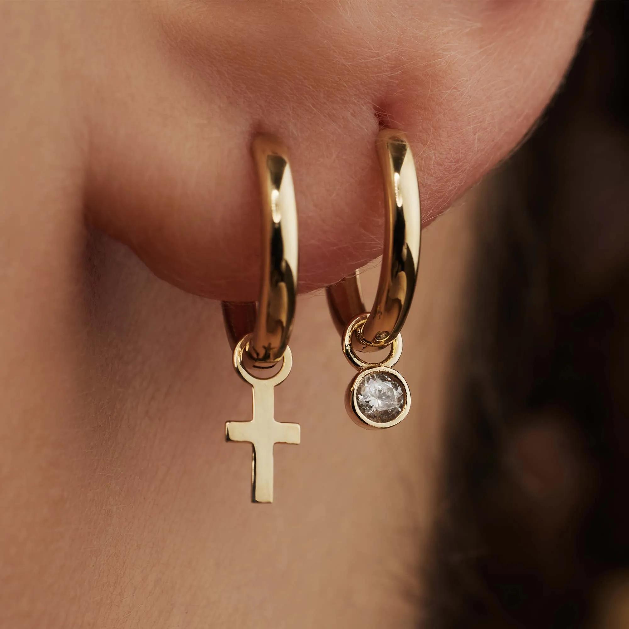 Thumbnail - Isabel Bernard Ohrringe - Rivoli Aélys 14 karat hoop earrings with zirconia - Gr. unisize - in Gold - für Damen