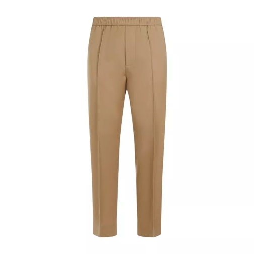 Lanvin  Brown Desert Wool Tapered Elasticated Trousers Brown