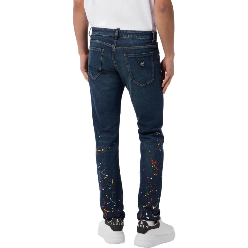 Philipp Plein Jeans mit geradem Bein Super Straight Cut Jeans Paint blau(Image 2)
