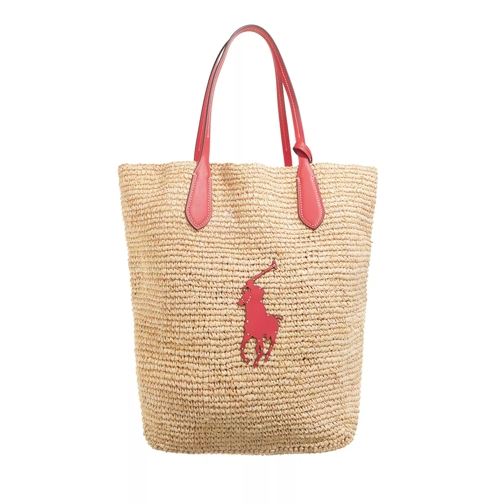 Polo Ralph Lauren Tote Large Natural Red Rymlig shoppingväska