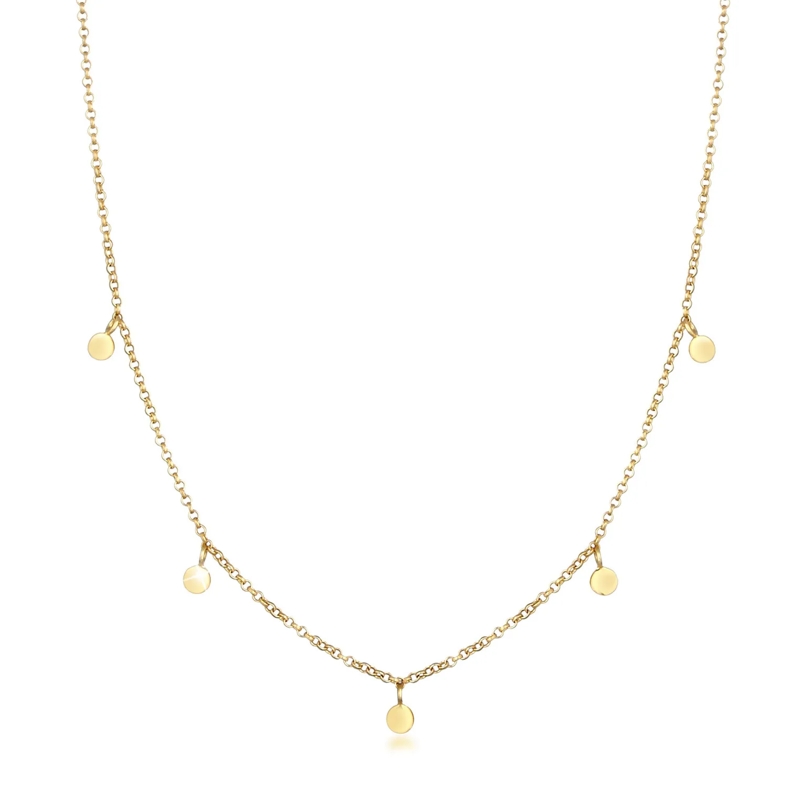 Elli Kurze Halskette Halskette Erbskette Geo Kreis Basic Coin 375 Gelbg gold