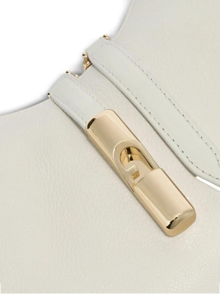 Furla Hobo bags Curved Cream Shoulder Bag With Two-Way Zip Fasteni in beige
