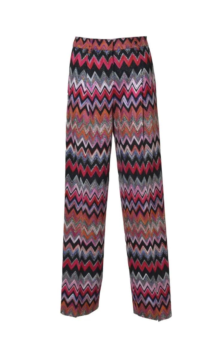 Thumbnail - Missoni - Zig Zag Pattern Lurex Knit Pants - Größe 40 - bunt