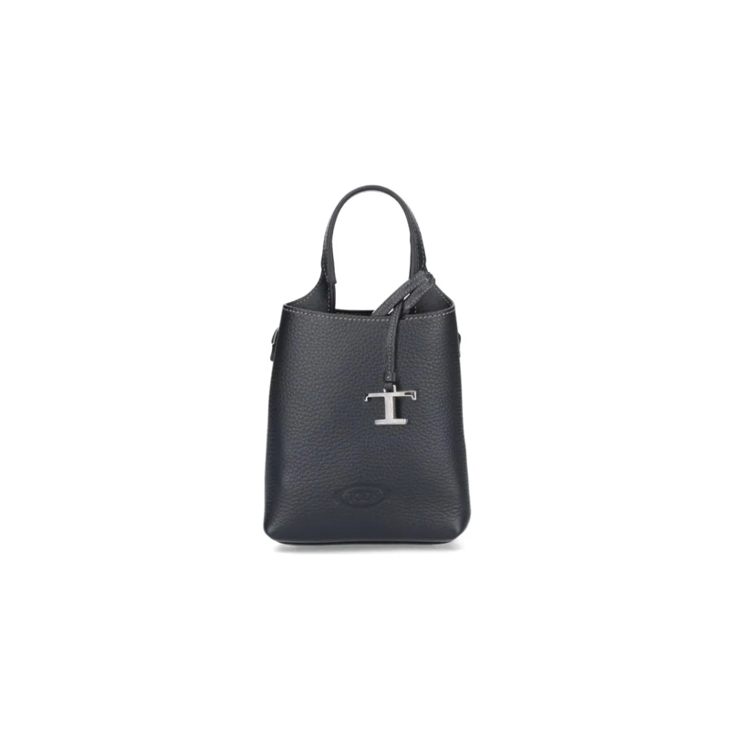 Tod's Sac à bandoulière Structured Pebbled Texture Bag With Silver-Tone Ha Black