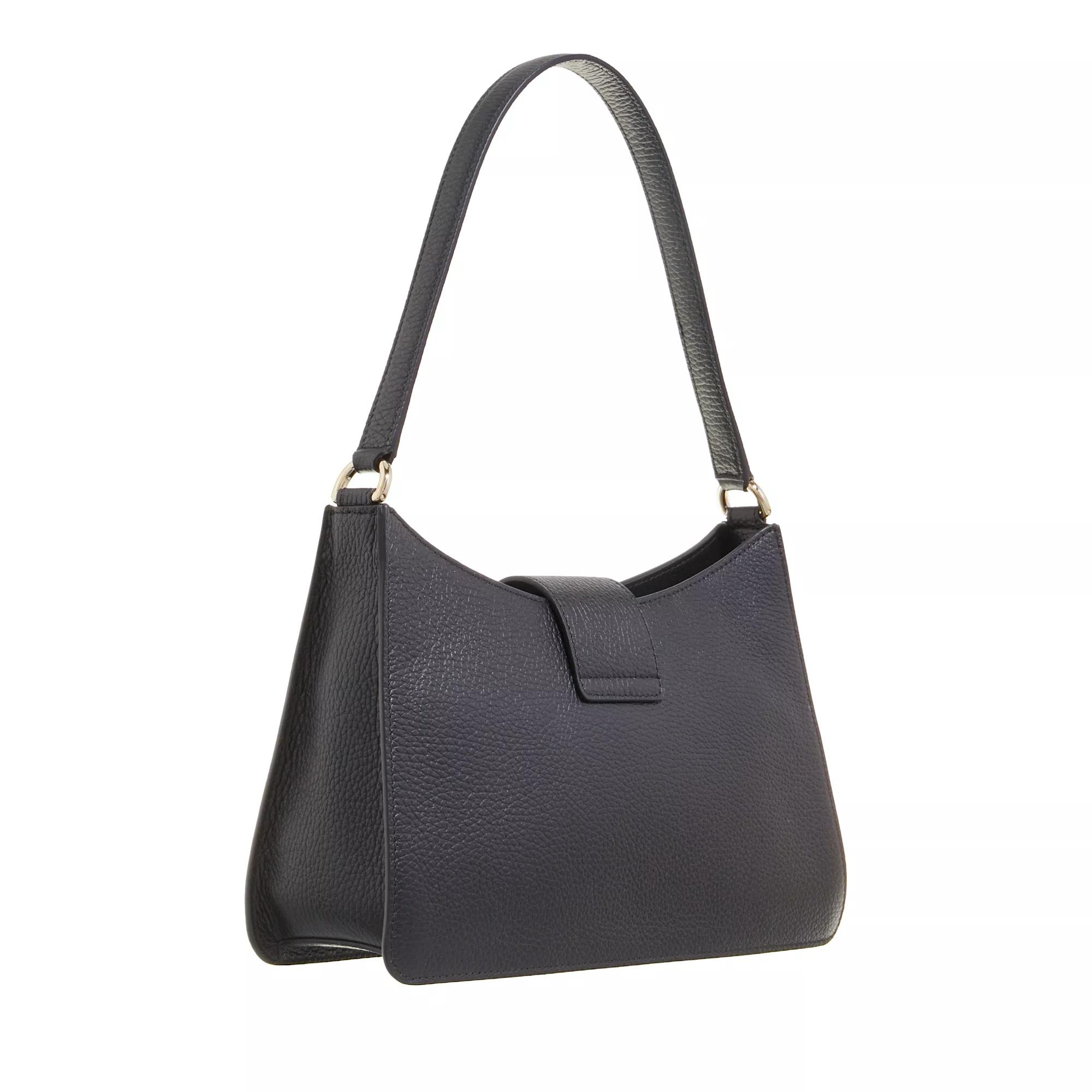 Furla Gehamerd Zwart Leren Schoudertas Black Dames