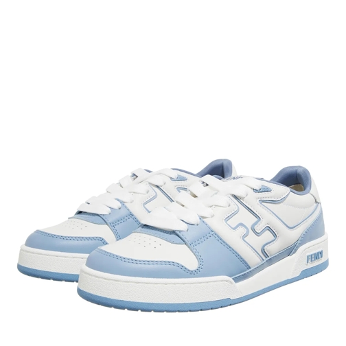 Fendi Lace Up Leather Sneakers Sky / Bianco låg sneaker