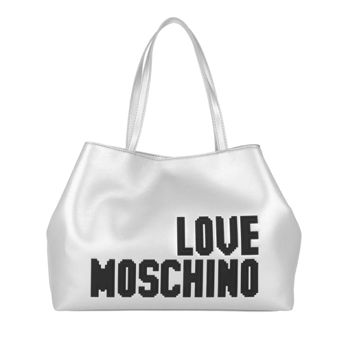 Love Moschino Logo Shopping Bag Soft Argento Shoppingväska