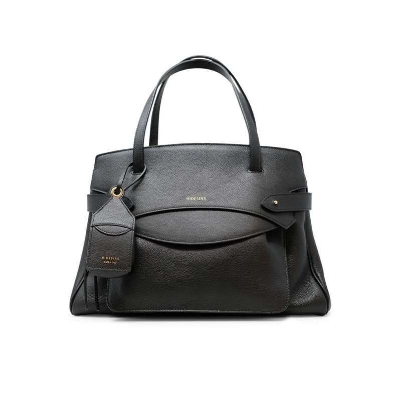 Hidesins Sac à bandoulière Structured Black Leather Handbag With Subtle Curve Grey