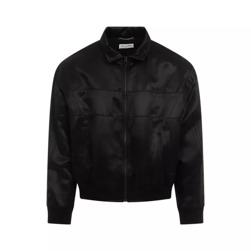 Saint Laurent  Satin Teddy Black Viscose-Silk Jacket Black