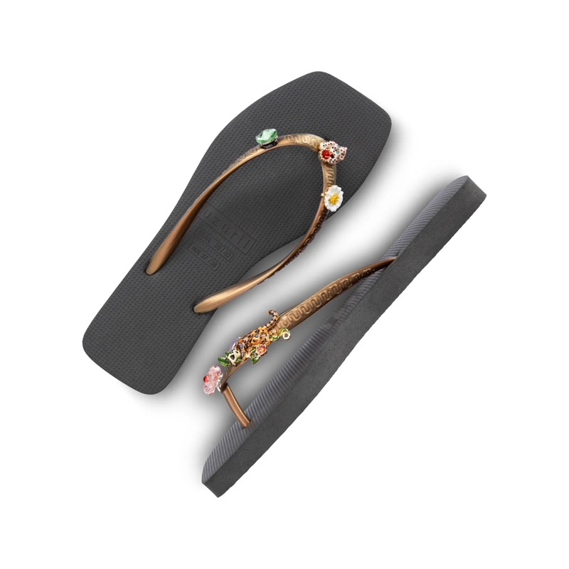 UZURII Flip Flops flip flop Flore Square Grande schwarz(Image 15)