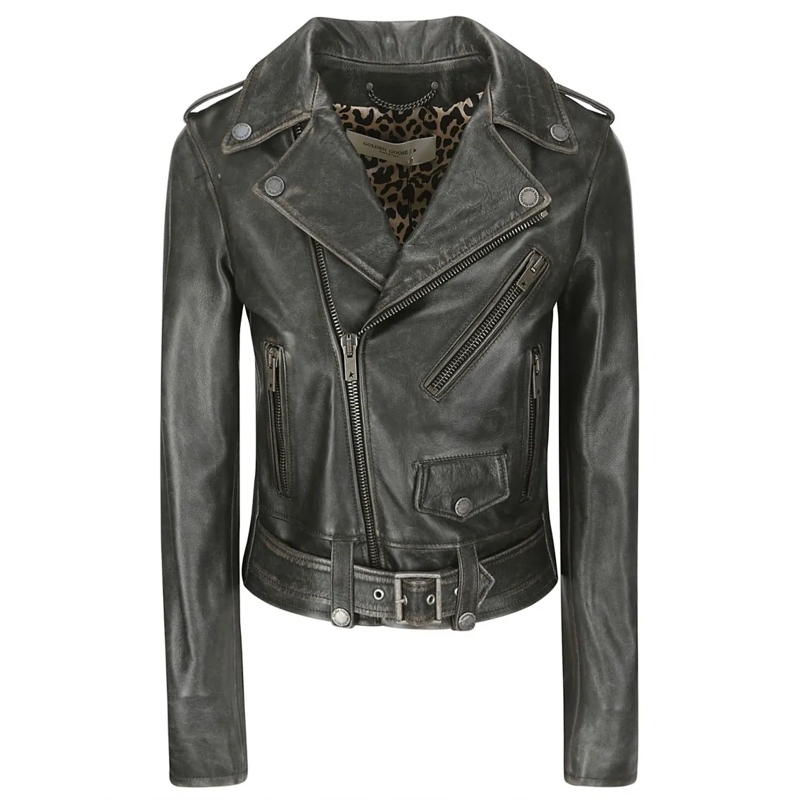 Golden Goose Veste en cuir Jackets Black schwarz