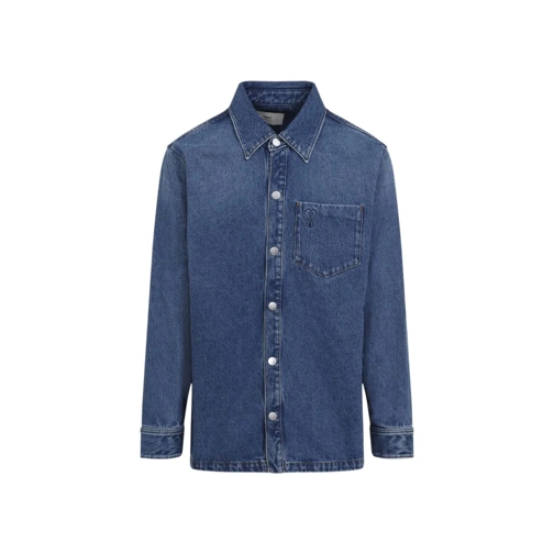 AMI Paris Hemden Boxy Adc Used Blue Cotton Overshirt Blue