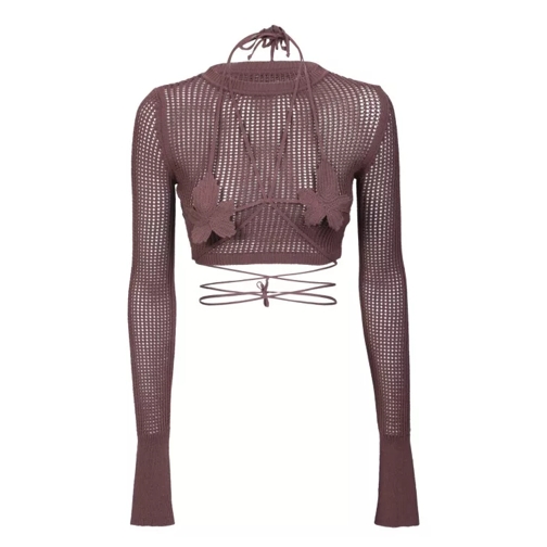 Andreadamo Brown Crop-Top With Cut-Out Details Brown Legere Oberteile
