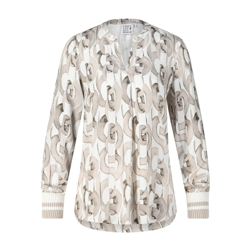 Emily can den Bergh Bluse Blusenshirt mit Muster Grau