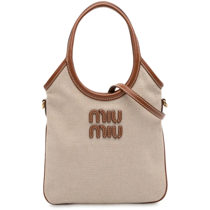 Miu Miu Schultertasche Canvas Ivy Satchel braun