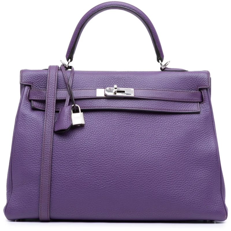 Hermès Schultertasche Togo Kelly II Retourne 35 lila
