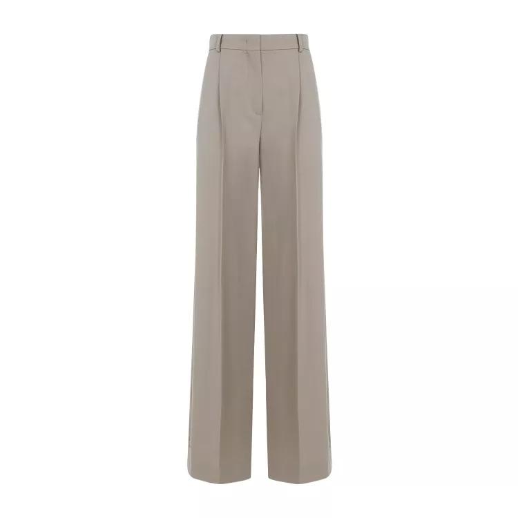 Max Mara - Beige Juta Virgin Wool Segale Wide Leg Buttons Pan - Größe 42 -