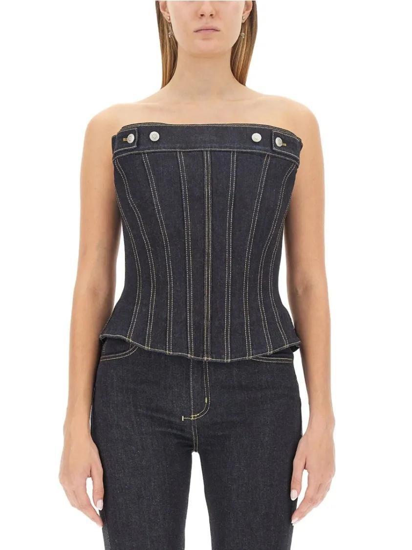 Thumbnail - Alexander McQueen - Top In Bustier - Größe 40 - blau