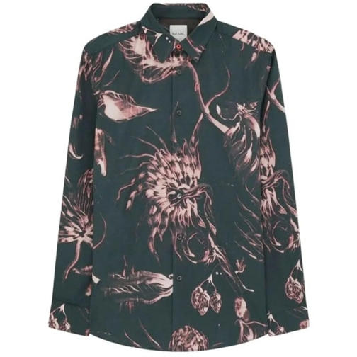 Paul Smith Hauts décontractés Chemise verte Fleurs rose Soho M1R 901U N02517 37  grün