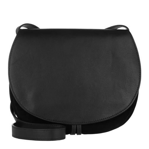 Abro Leather Suede Satchel Bag Black/Nickel Axelremsväska