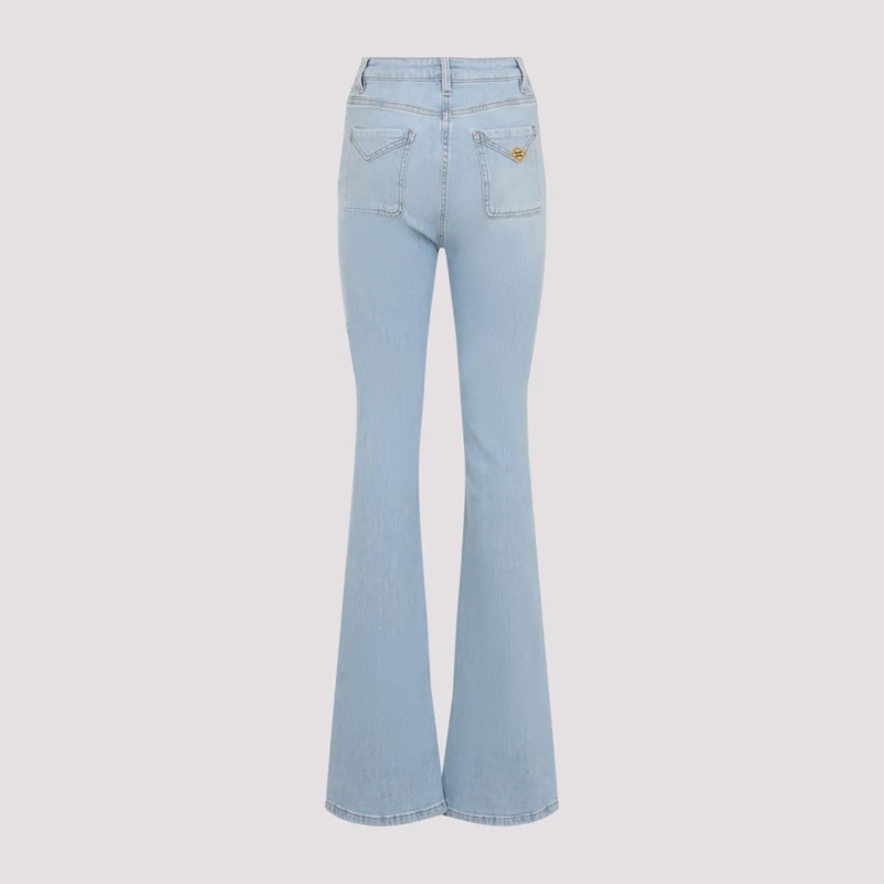 Elisabetta Franchi Jeans Light Blue High-Waisted Flared Jeans With V-Stitch Blue
