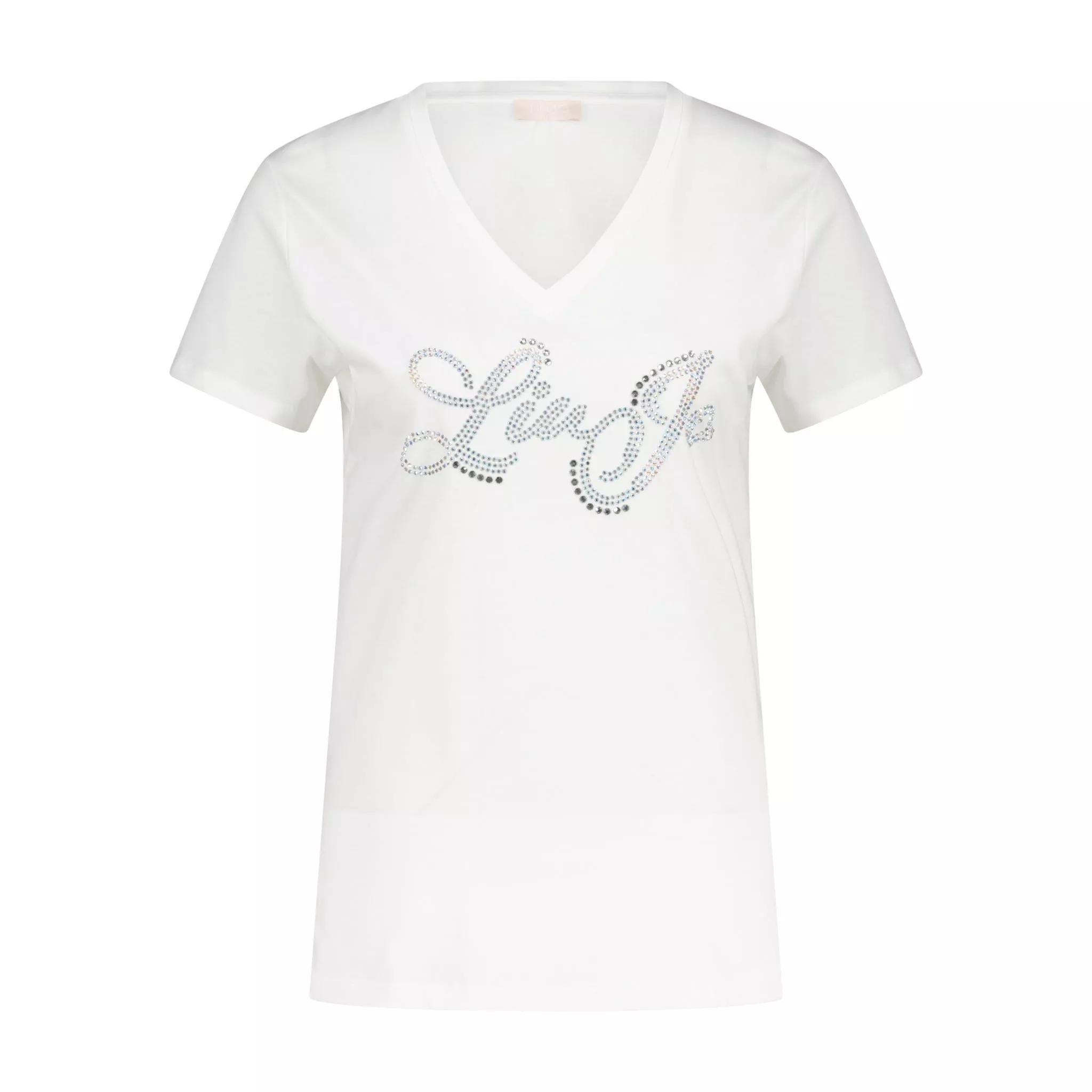 LIU JO - T-Shirt mit Strass-Logo 47702412427610 - Größe M - white