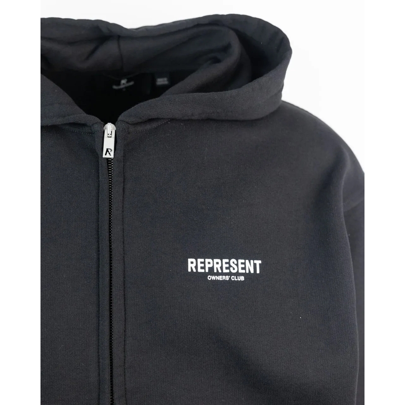 Represent Hoodie Owners Club Zip Hoodie With Printed Logo Black(Image 7)