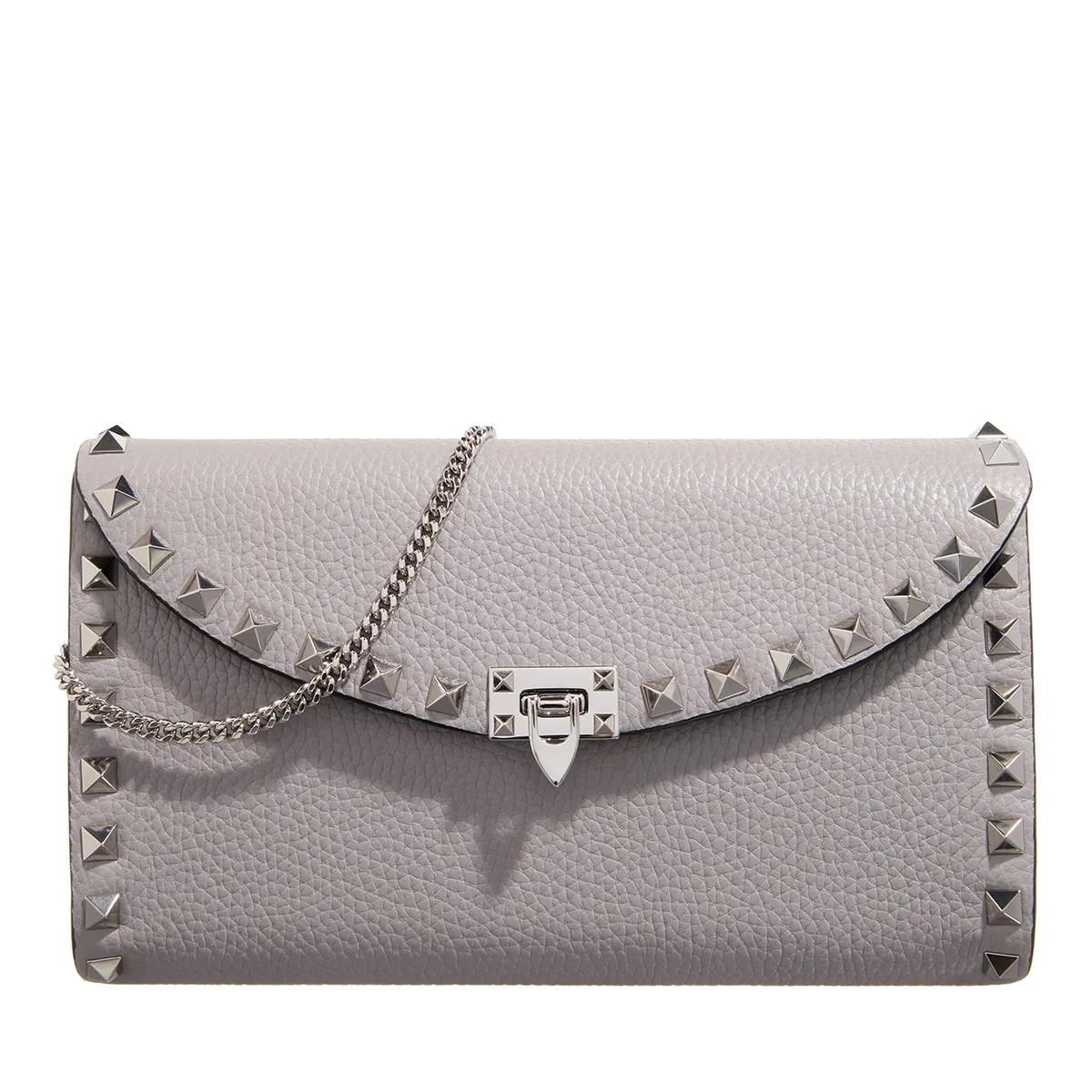 Valentino Garavani Portemonnaie - Wallet With Strap Rockstud - Gr. unisize - in Grau - für Damen